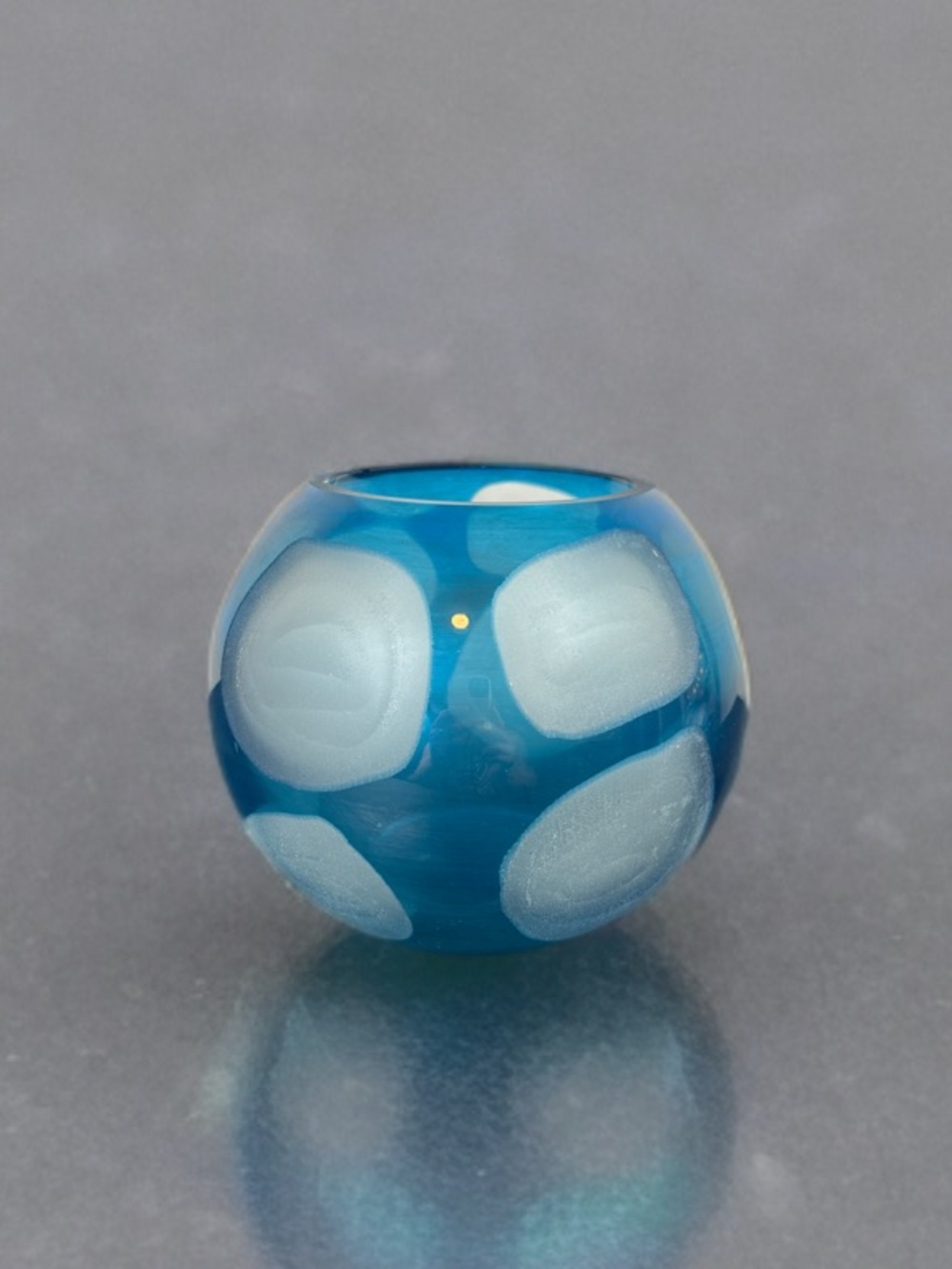 Vntg Aqua Blue and White Bubble Vase